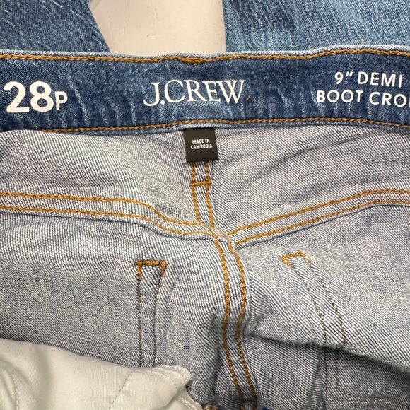 J.Crew Women's Blue Stretch Crop Mid Rise Cotton Blend Bootcut Jeans Size 28P - Picture 7 of 10